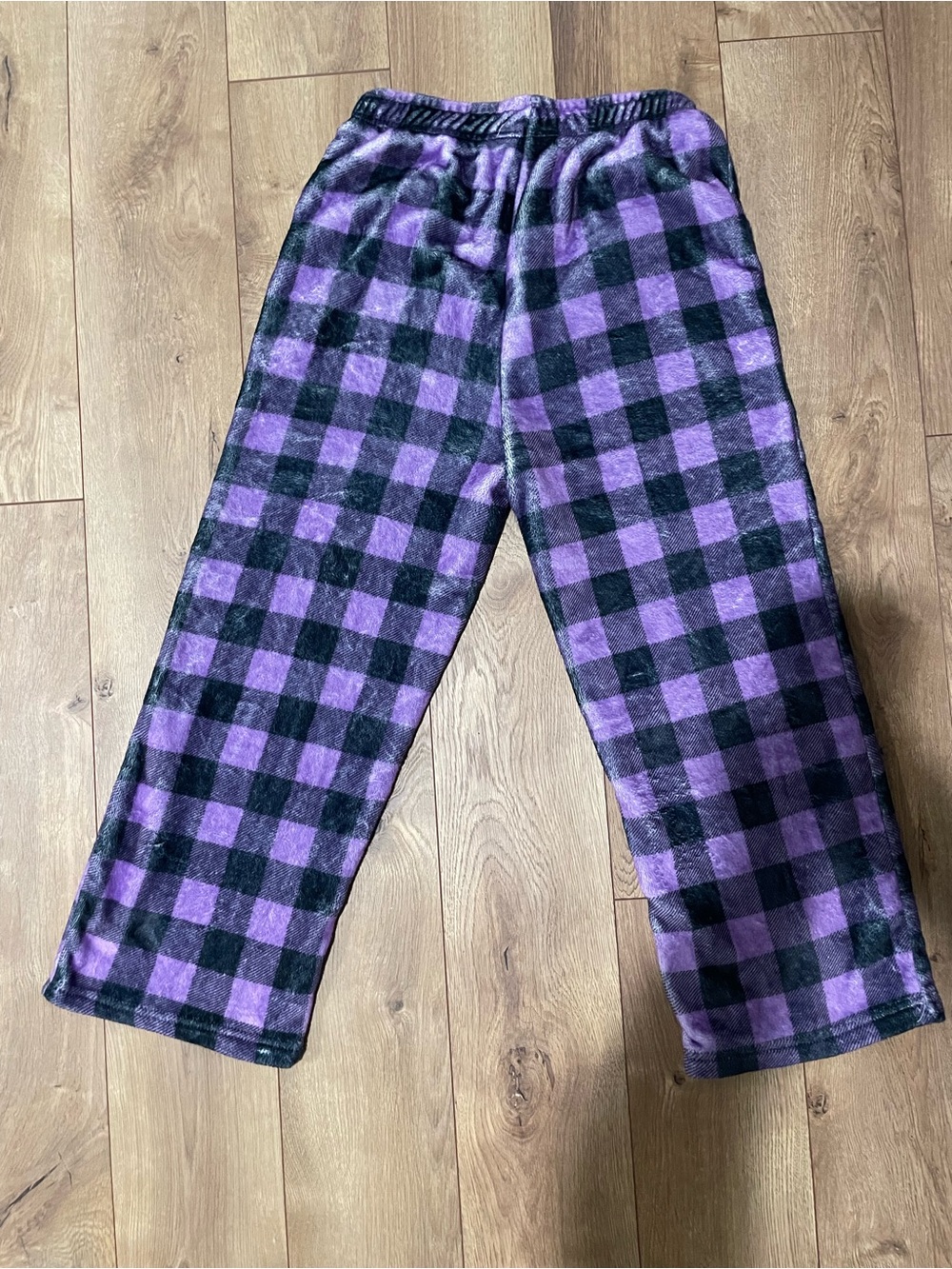 Women's Purple and Black Buffalo Plaid Plush Pajama Pants